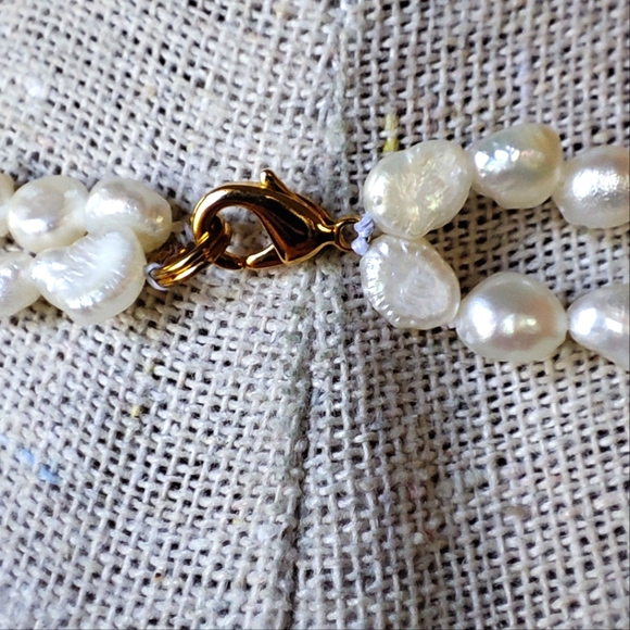 Gritty Fresh Water Pearl Dual Strand Necklace and Bracelet Coral Color Beads - Picture 2 of 6